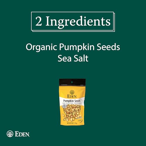 Eden Organic Pumpkin Seeds, Shelled, Dry Roasted and Lightly Sea Salted, to Eat, 4 oz (6-Pack)