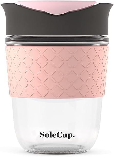 Large Travel Mug - Reusable Glass Coffee Mug - 18oz/530ml BPA-Free Hot Drink Travel Mug with Lid & Silicone Band (Black, 18oz)