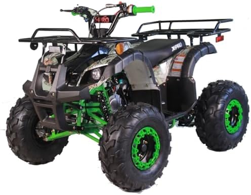 X-PRO 125cc ATV 4 Wheels Quad 125 ATV Quads with LED Lights, Big 19"/18" Tires!（Army Black）