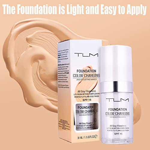 2Pcs 30ml TLM Colour Changing Foundation Makeup Concealer Cover Cream Full Coverage Flawless Liquid Base Nude Face Liquid Cover Concealer Change