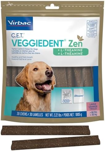 C.E.T. Veggiedent Fr3sh & Zen Plaque and Tartar Control Chews for Dogs, S
