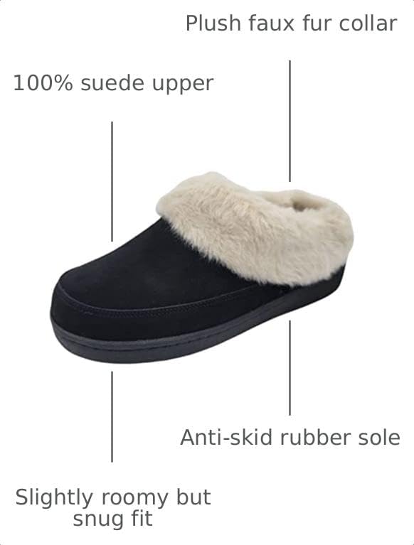 Clarks Womens Faux Fur Lined Clog Slippers Warm Cozy Indoor Outdoor Plush Slipper for Women