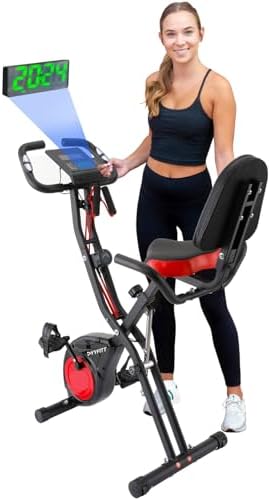 3-IN-1 Exercise Bike with Luminous Digits Display | Folding Stationary Bikes for Home Seniors | Compact Workout Bike with Fully Support Backrest