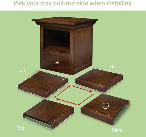 Lincoln Nightstand with Pull-Out Concealed Bottom Shelf, Concealment Furniture