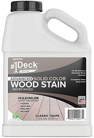#1 Deck Premium Advanced Solid Color Outdoor Wood Stain and Sealer in One – Water Based Sealant for Wood Decks, Fences, & Siding - 1 Gal - Made in USA - Simply White
