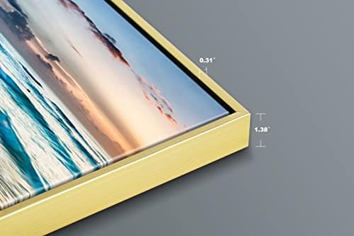Wieco Art 3 Panel Blue Beach Canvas Wall Art for Home Decor Sunset White Wave Beach Pictures on Canvas Sea View Canvas Prints Artwork for Wall Decor