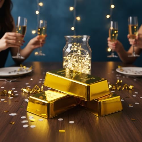 SABLUE Replica Gold Bar Fake Brick Bullion Plastic Event Party Supplies Decorations Centerpieces(L)