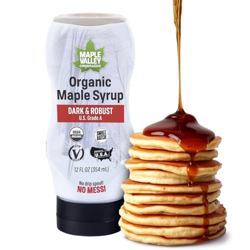 Maple Valley Organic Pure Maple Syrup, Dark & Robust, 32oz (Plastic Jug)​ | Naturally Sweetens Cooking, Baking, Coffee, Tea and Marinades; A Better Alternative to Refined Sugar and Table Syrup