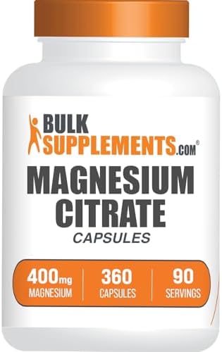 BulkSupplements.com Magnesium Citrate Capsules - Magnesium Supplement, Magnesium Citrate 400mg - Gluten Free, 4 Capsules per Serving