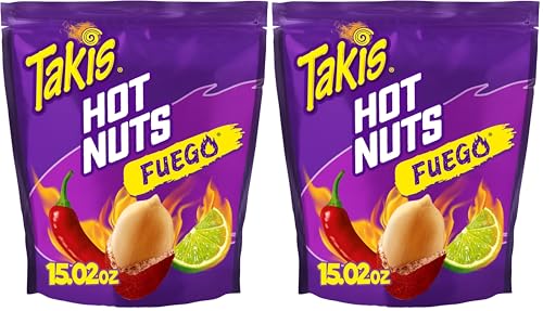 Takis Fuego Hot Nuts 12 pc / 3.2 oz Snack Size Box, Hot Chili Pepper & Lime Flavored Extreme Spicy Double-Crunch Peanuts