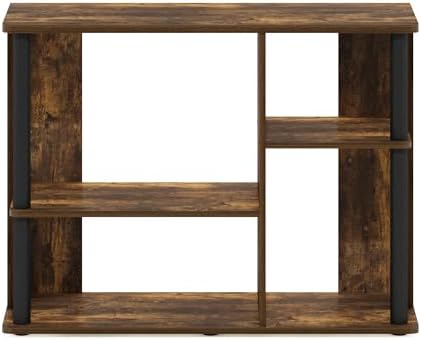 Furinno Econ TV Stand Entertainment Center, Espresso | with Adjustable Shelf, Open Back TV Console with Door Storage for TV up to 50 Inch, for Living Room, Bedroom