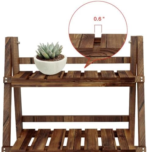 Yaheetech Wooden Plant Stand, 3-Tier Foldable Ladder Shelf, Indoor Outdoor | 23.6 x 15 x 36.6 in Plant Ladder for Pots and Flowers