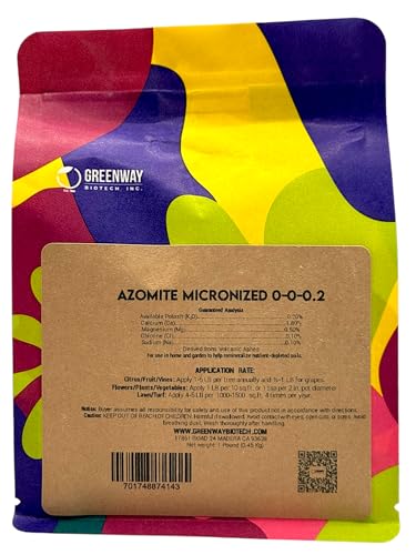 Greenway Biotech, Inc. Azomite Rock Dust Volcanic Ash Organic Fertilizer with Micronutrient & Trace Minerals- Natural Mineral Soluble Plant Fertilizers for Enhances & Increases Crop Yield (1 Pound)