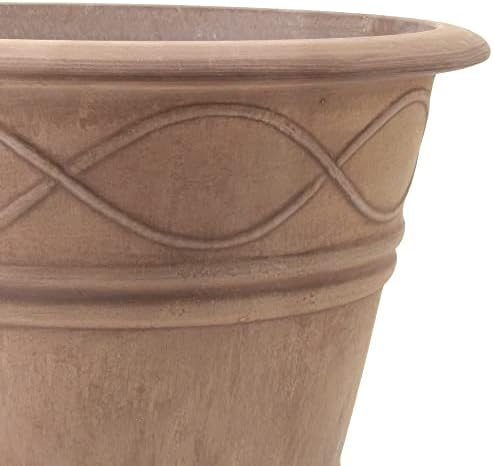 PSW Pot Collection Western Weave Planter Pot for Indoor and Outdoor Plants and Gardens, 14.5-inch, Taupe