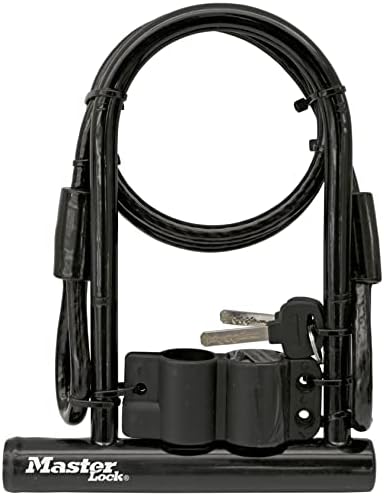 Master Lock Black Bike Lock with Key, Standard Size U-Lock for Bicycles and Other Outdoor Equipment, Anti-Theft Lock for Bikes, 8320D