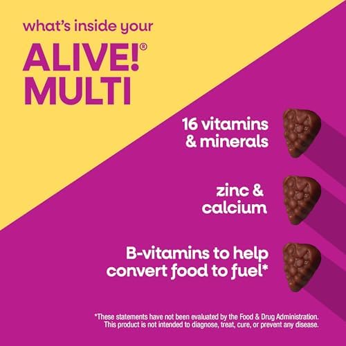 Nature's Way Alive! Women's 50+ Multivitamin Gummies, Mixed Berry, 60 ct | Daily Gummy Multi with B-Vitamins, Vitamin D3 & Calcium to Support Heart, Brain, & Bone Health for Women 50 and Older*