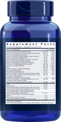 Life Extension Two-Per-Day Multivitamin, Vitamins B, C, D, zinc, Packed with Over 25 Vitamins, Minerals & extracts, Two-Month Supply, Non-GMO, Gluten-Free, 120 Capsules