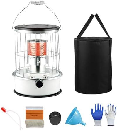 Kerosene Heater - 9000 BTU Non Electric Heater, Large Capacity with Tipping Protection, 20H Runtime Heating for Indoor Outdoor Garage Camping Emergency Heat Cooking, Red
