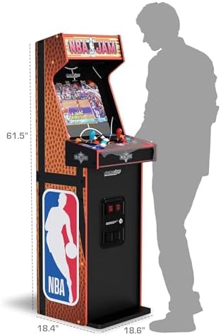 Arcade1Up NBA JAM Deluxe 2-Player Home Arcade Machine, Over 5-Foot Cabinet with Online Multiplayer, Light-Up Marquee, and 3 Classic Basketball Games