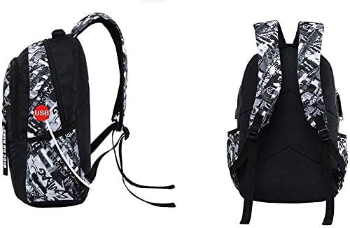 Asge Large Nylon Backpacks for Boys & Girls, Waterproof Satchel with Print, School Bags for 8-16 Years