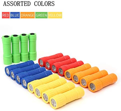 Whaply 30-Pack Small Mini Flashlight Set, 5 Colors, 9-LED Handheld Flashlight with Lanyard