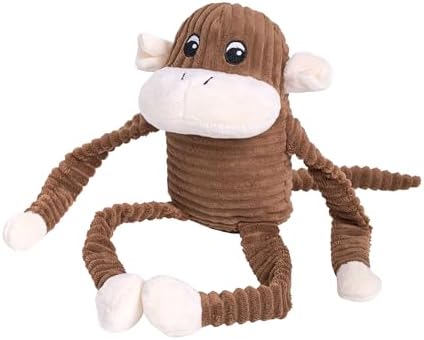 ZippyPaws Crinkle Monkey for Medium-Extra Large Dogs, Large/Brown | Interactive Dog Toys to Keep Them Busy, Squeaky Plush Pet Toy for All Breeds