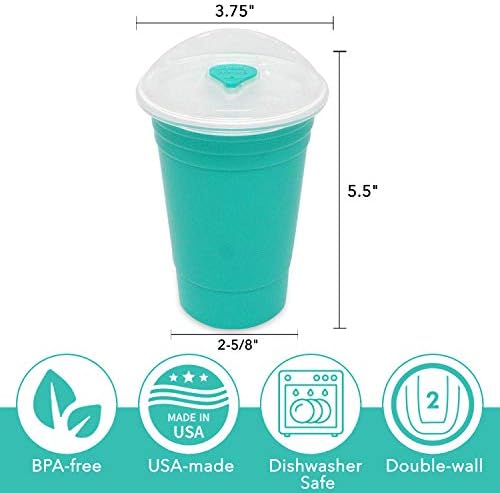 Rolling Sands Reusable BPA-Free 16 Ounce Blue Party Cups with Lids - 2 Pack, Made in USA