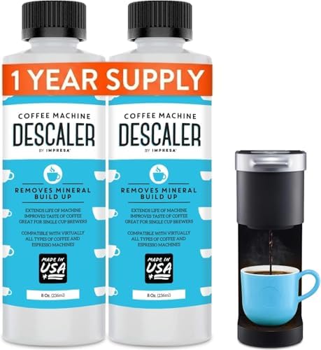 IMPRESA Coffee Machine Descaler (2 Uses Per Bottle) - Made in the USA - Universal Descaling Solution, Compatible with Nespresso, Delonghi and All Single Use Coffee and Espresso Machines