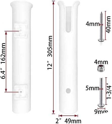 ISURE MARINE Fishing Rod Holder Bracket Wall Mounted Boat Side Mount Tool Holder Tube Links with Screws 2/3/4/6 Pole Tube (White/Black)