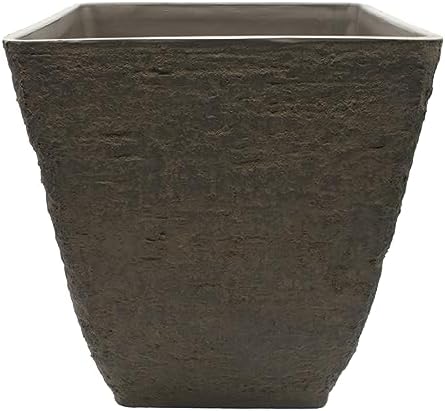 The HC Companies Tahoe Tall Square Planter - Weather-Resistant Indoor & Outdoor Plant Pot - Premium Decorative Planter Made from Crushed Stone Resin (23”H, White Birch, Pack of 1)