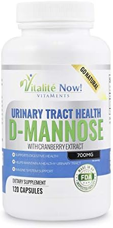 High Strength Pure D-Mannose with Cranberry Extract for UTIs | Natural Urinary Tract Infections - Digestive Health - Immune System Support - 700mg