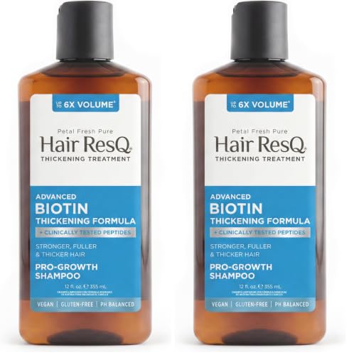 Petal Fresh Hair ResQ Biotin Shampoo for Thinning Hair, Clinically Tested Thickening, Pro-Growth Shampoo for Women & Men, Up to 6X Volume, Rosemary Mint, Caffeine & Peptides, Sulfate Free, 12 fl oz