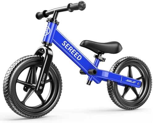 SEREED Toddler Balance Bike 2 Year Old, Gift for 2-3 Boys Girls, Adjustable | No Pedal Kids Toy Bike for 2-5 Years Old, Customize Plate with 3pcs Stickers (White)