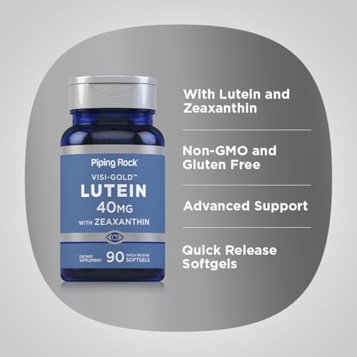 Piping Rock Lutein and Zeaxanthin 40mg | 90 Softgels | Eye Health Supplement from Marigold Extract | For Men and Women | Non-GMO, Gluten Free