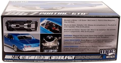 MPC: 1:25 Scale Model Kit - 1967 Pontiac GTO - Blue, 85+ Parts - Skill Level 2, Authentic Vehicle Building Kit, Replica Classic Car, Age 14+