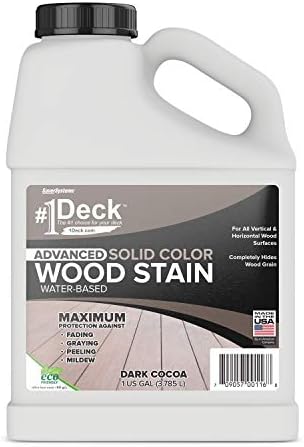 #1 Deck Premium Advanced Solid Color Outdoor Wood Stain and Sealer in One – Water Based Sealant for Wood Decks, Fences, & Siding - 1 Gal - Made in USA - Simply White