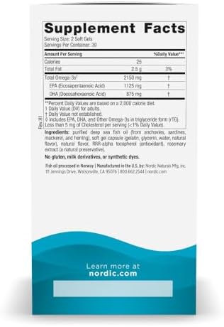 Nordic Naturals Ultimate Omega 2X, 2150mg Fish Oil, Lemon - 60 Count | High-potency 2X formula with EPA & DHA for brain & heart health. Non-GMO soft gels. 30 servings.