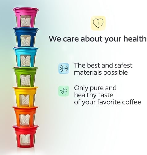 7 Pack Reusable K Cups for Keurig Coffee Makers – BPA-Free Refillable Coffee Pods, 7 Colors – Compatible with Keurig Brewers