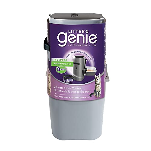 Litter Genie Standard Cat Litter Disposal Pail with 14 ft Standard Refill | Odor-locking pail, holds up to 14 days of cat litter