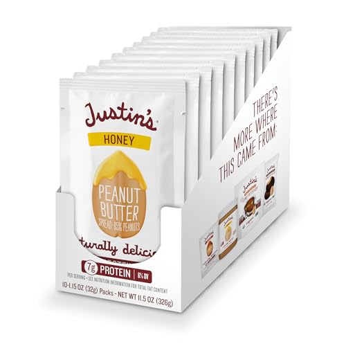 Justin's Classic Crunchy Peanut Butter Squeeze Packs - 1.15 oz - 10 pack | Shelf Stable Sandwich Spread