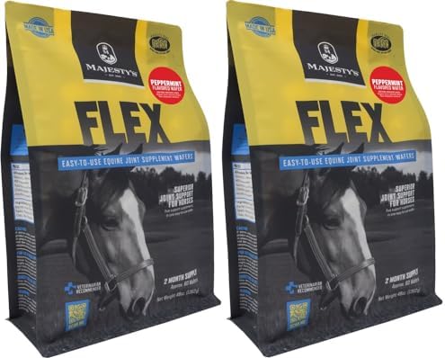 Majesty's Flex Wafers - Superior Horse/Equine Joint Support Supplement - Glucosamine, MSM, Chondroitin, Yucca, Vitamin C (Regular, 2 Pack (120 Count Total))