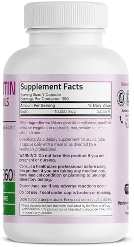 Bronson Ultra Biotin 10,000 Mcg Hair Skin and Nails Supplement, Non-GMO, 120 Vegetarian Capsules