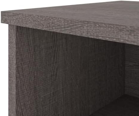 Bestar Pro-Linea 72W U-Shaped Executive Desk in Bark Grey | With Desk Shell, Credenza, Desk Bridge; for home or professional office use; 1 file drawer, 1 box drawer; Wood construction