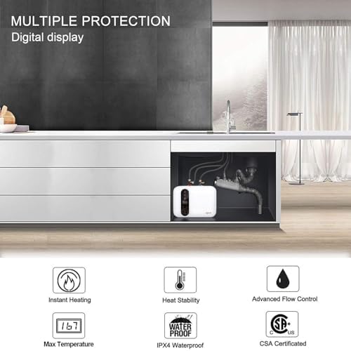 110V-120V 1.5Kw Instant Electric Hot Water Heater Under Kitchen Small Tank 2.5-3.0 Gallon Storage, Rv Trailer Instant Counter Compact Point-of-Use
