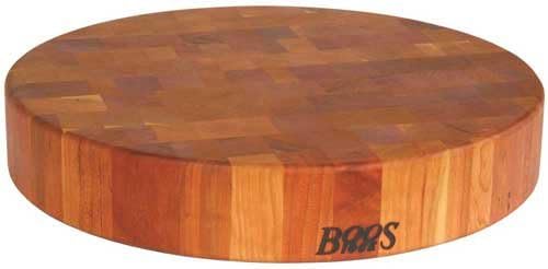 John Boos CCB Series Round Wooden Maple Cutting Board 18”x18” – 3” Thick, 22-lb Non-Reversible Butcher Block with End-Grain – Made in the USA