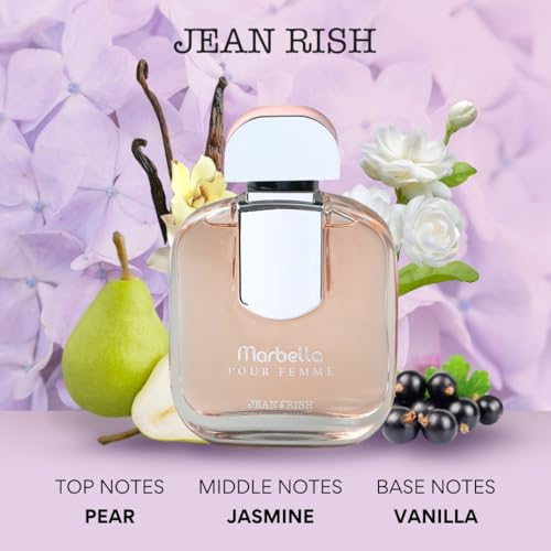 Marbella Perfume for Women Eau De Parfum, Long-Lasting Luxury Fragrance, Made In USA - Pear, Jasmine, Vanilla, Iris, Patchouli Scent - 100ml / 3.4 oz