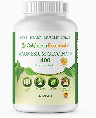 Magnesium Glycinate 400 - Chelated, High Absorption Magnesium for Muscle Relief, Bone & Heart Support -Vegan, Non-GMO, Gluten-Free 240 Tablets (Servings 120, Serving Size (2) 200mg Tablets)