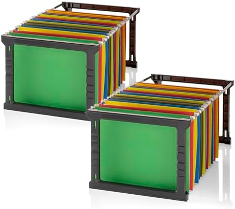 Officemate Plastic Hanging File Frames, Letter and Legal Size, Rails 24 to 27, 2 Sets (91963), Black