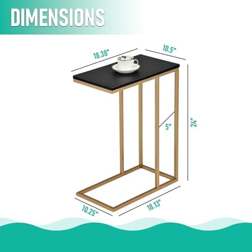 Kings Brand C Table for Sofa, Bed & Living Room, Gold Metal End Table