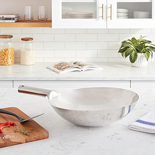 Winco 13 3/4" Stainless Steel Wok Cover | Great for Covered Cooking, Heat Retention, Stir Fry and Kitchen Prep